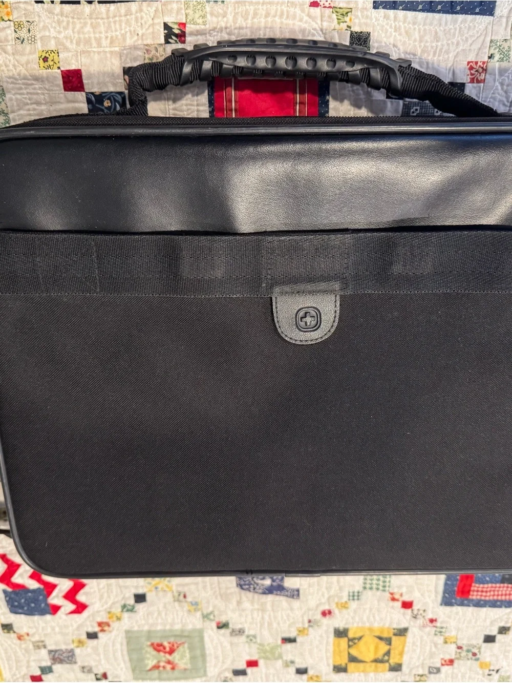 SwissGear Black Laptop Messenger with Red Logo Accents